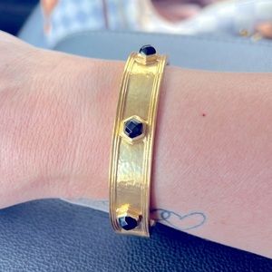 Julie Vos Palladio Hinge Bangle (gold with black stones) NWT